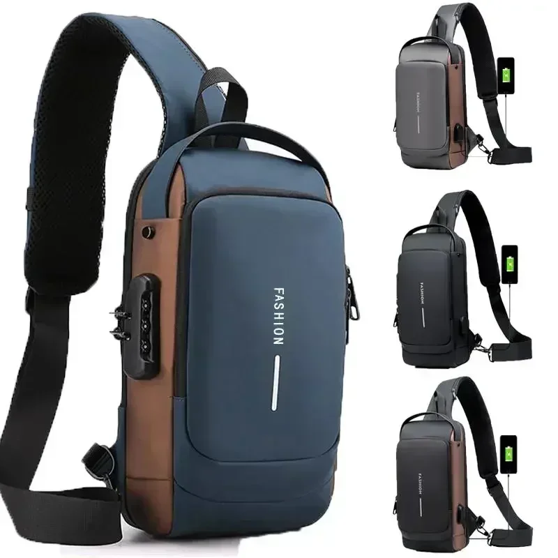 Men’s Anti-Theft Chest Bag – USB Charging Crossbody Sling