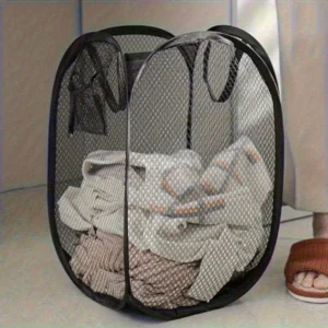 Collapsible Pop-Up Mesh Laundry Basket – Portable Clothes Hamper
