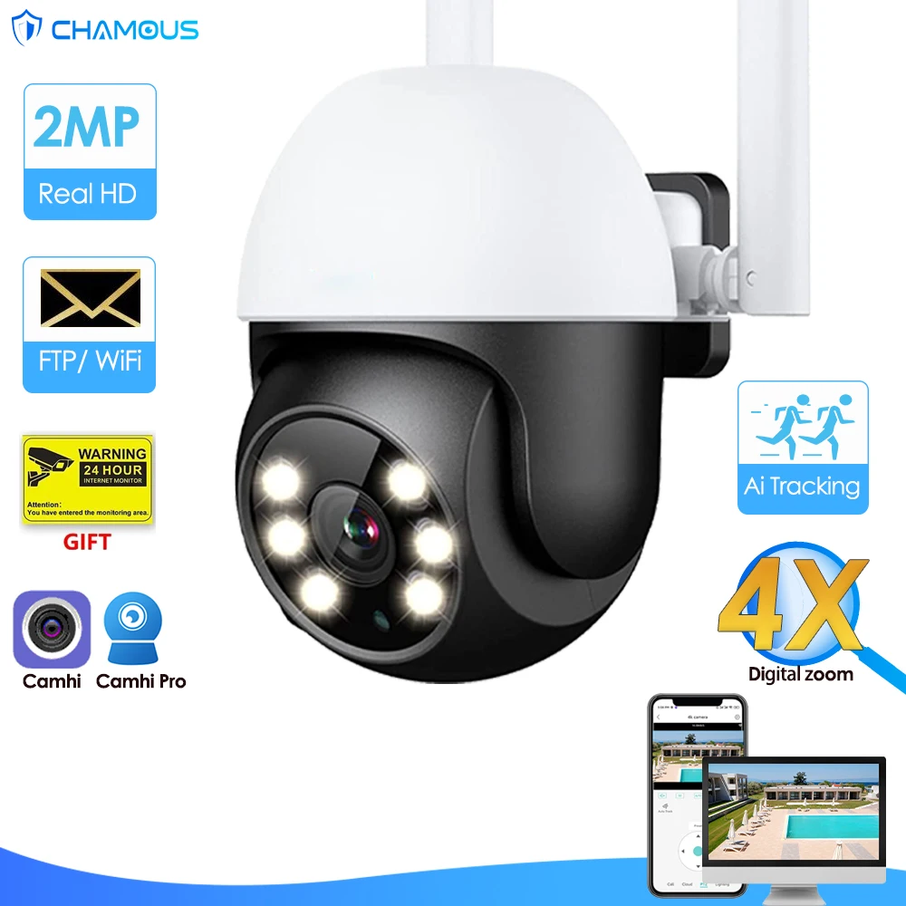 CamHi 1080P Outdoor WiFi IP Camera – PTZ Speed Dome, 4X Zoom