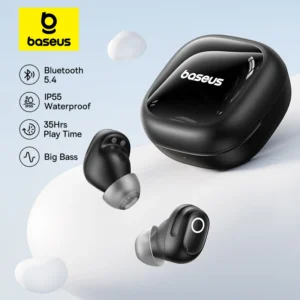 Baseus Bass BD1 Wireless Earbuds – Bluetooth 5.4, IP55 Waterproof, Low-Latency Sports Headphones