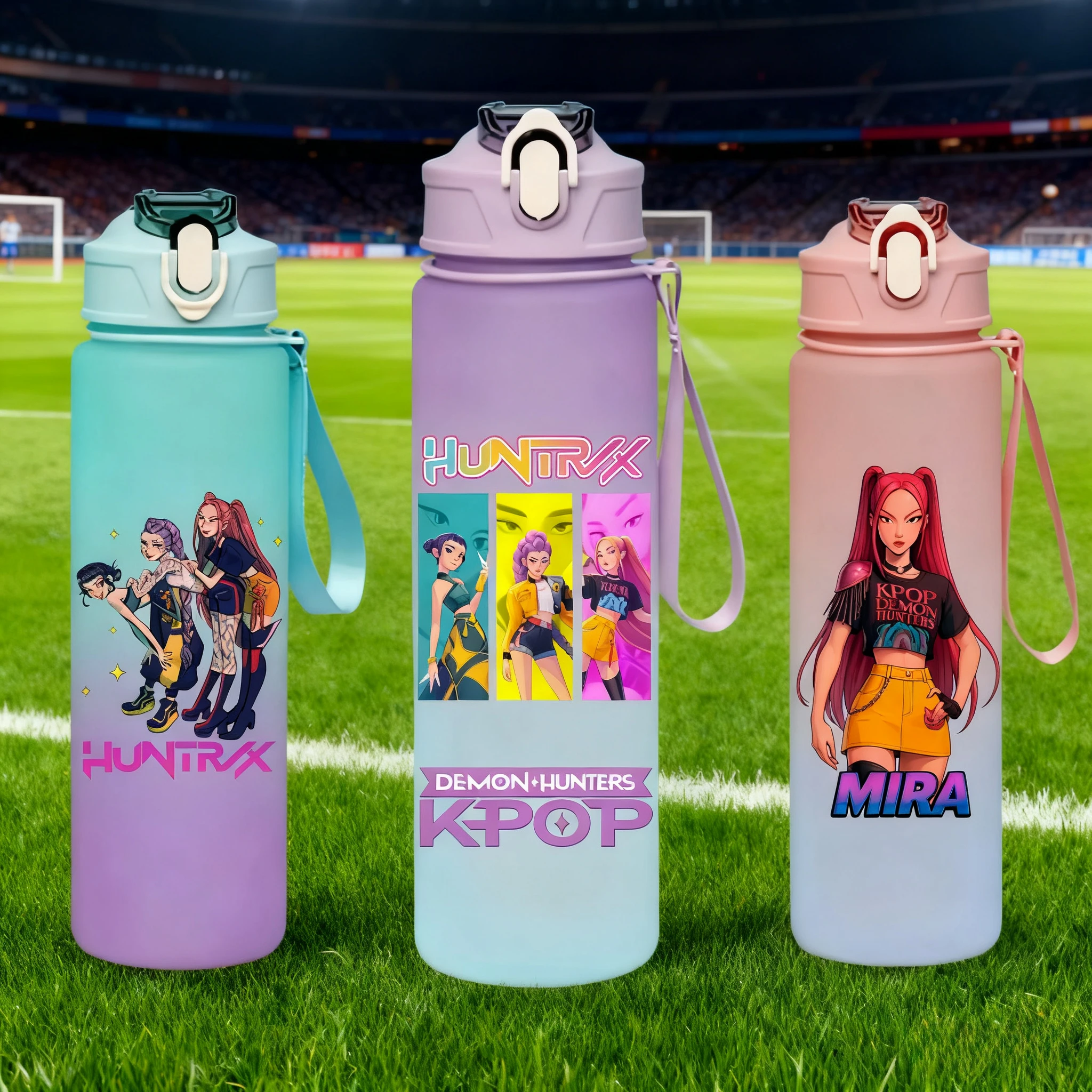 KPop Demon Hunters Anime Water Bottle – Sport Shaker Drink Cup