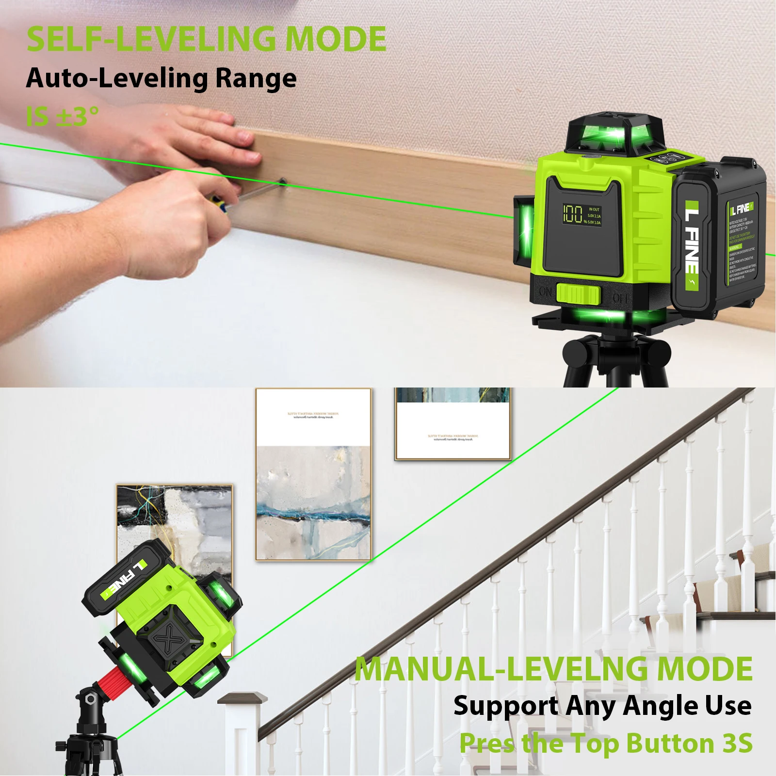 Lfine 4D 16-Line 360° Self-Leveling Laser Level with Tripod Option - Image 4
