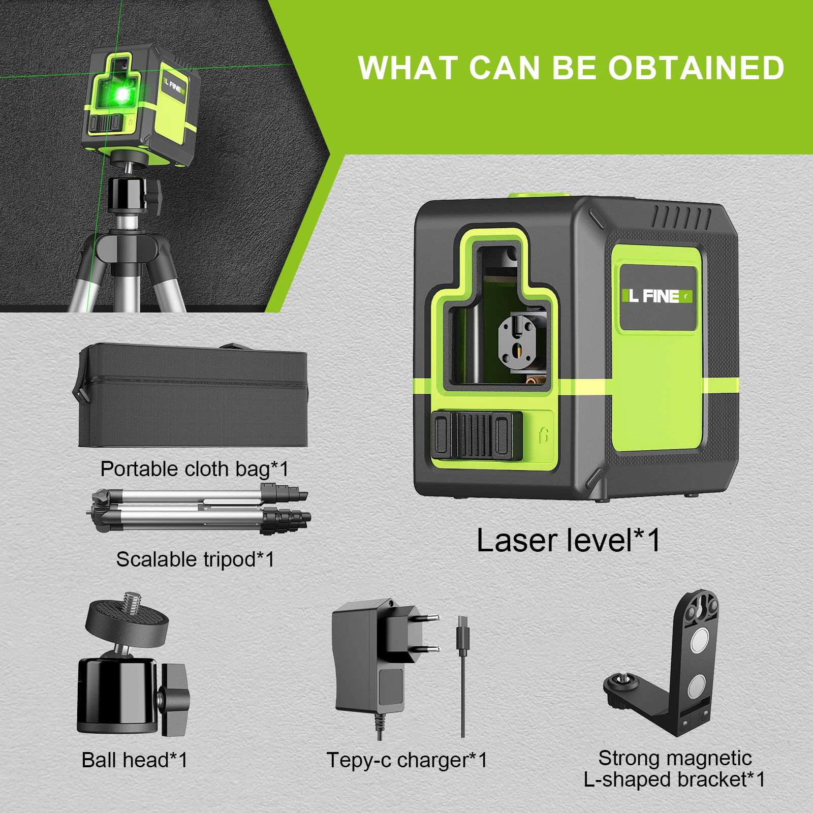 Lfine 4D 16-Line 360° Self-Leveling Laser Level with Tripod Option - Image 2