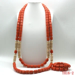 Nigerian Wedding Coral Jewelry Set – Necklace, Bracelet & Earrings