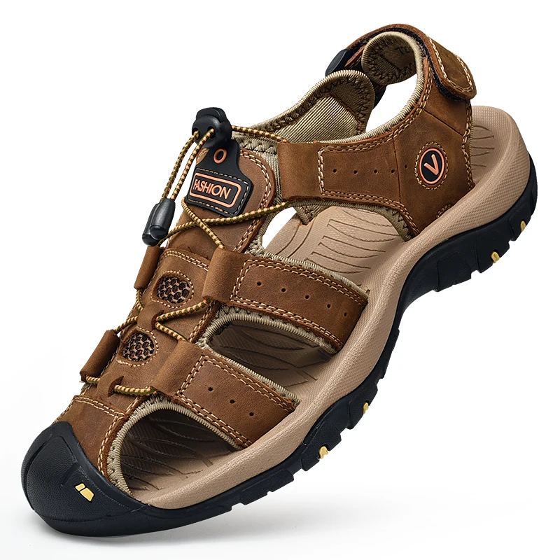 Genuine Leather Mens Casual Leather Sandals